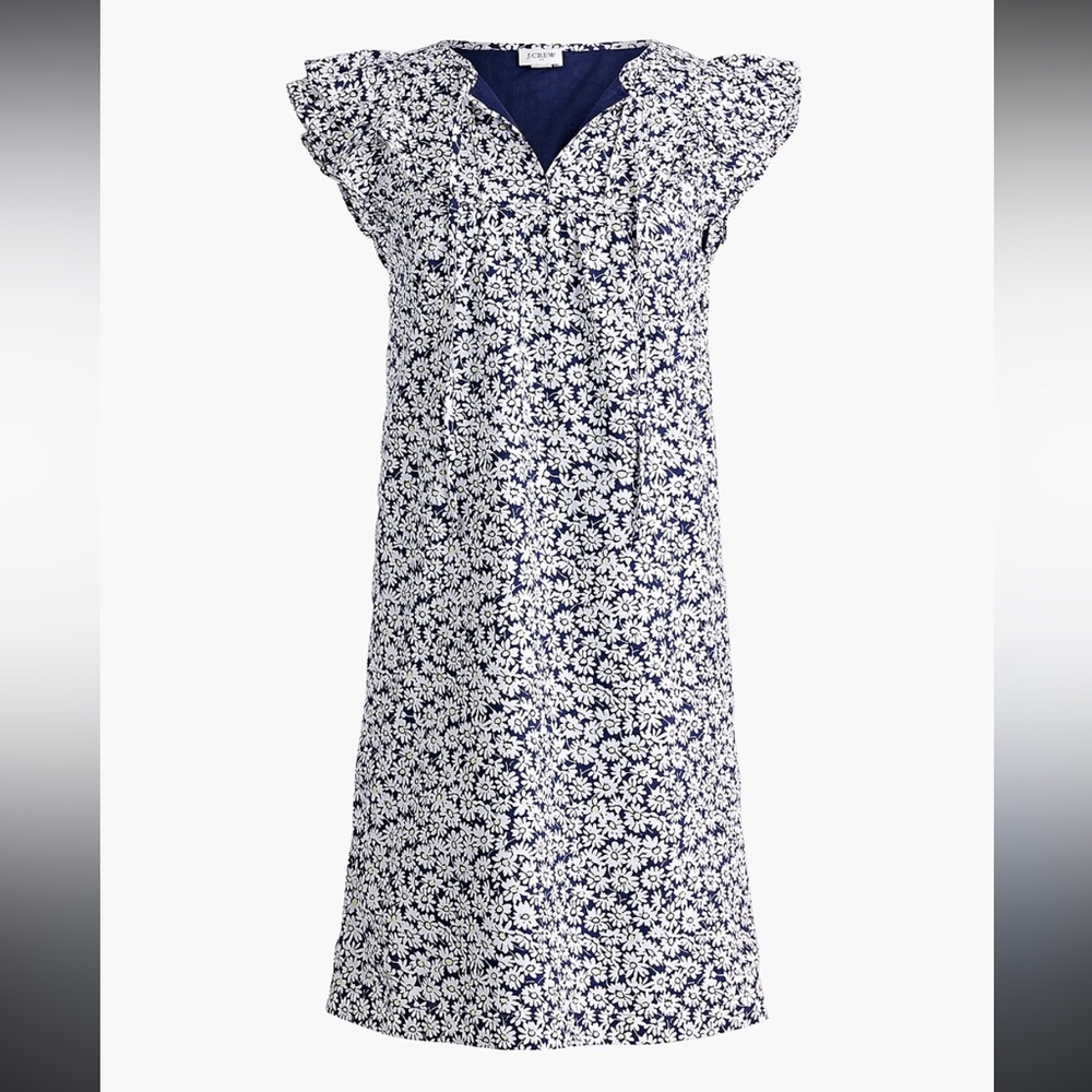 NWOT J. Crew Floral Printed Flutter-Sleeved Mini Dress
